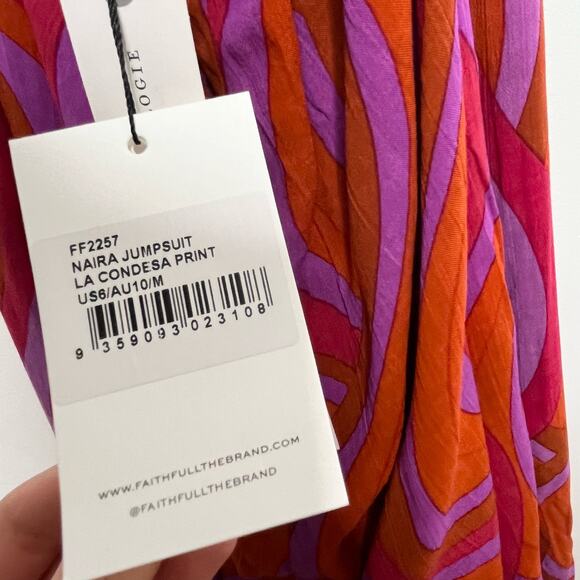 Faithful The Brand Anthropologie Womens Naira Jumpsuit 6 La Condesa Print Pink - Picture 9 of 15